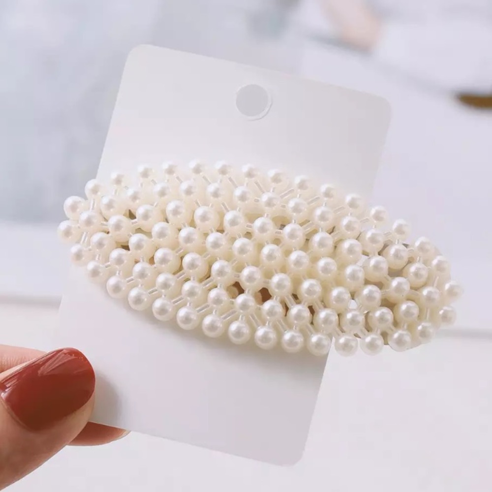 ⚜️[𝟯/$𝟭𝟯]⚜️Silver Pearl Hair Clip Barrette NEW - Picture 2 of 8